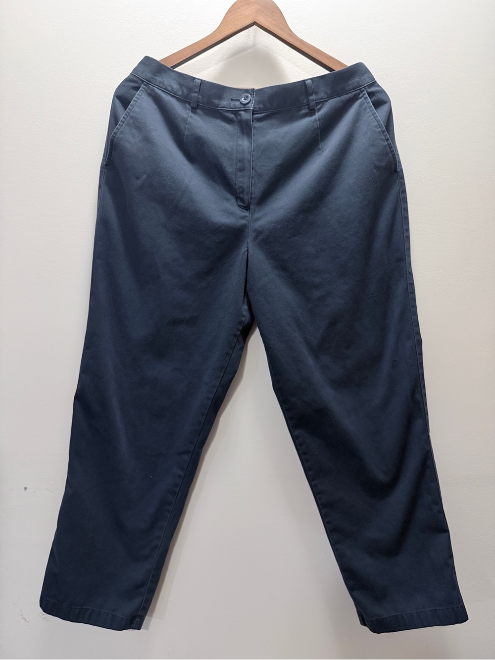 Y2K L.L. Bean Navy Straight-Leg Chinos Size 14 Petite L33 / Inseam 26.5